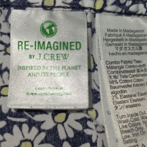 J. Crew Navy White Floral Shirt XL Stretch Summer Slim Flex Preppy Costal Beach - Picture 4 of 8